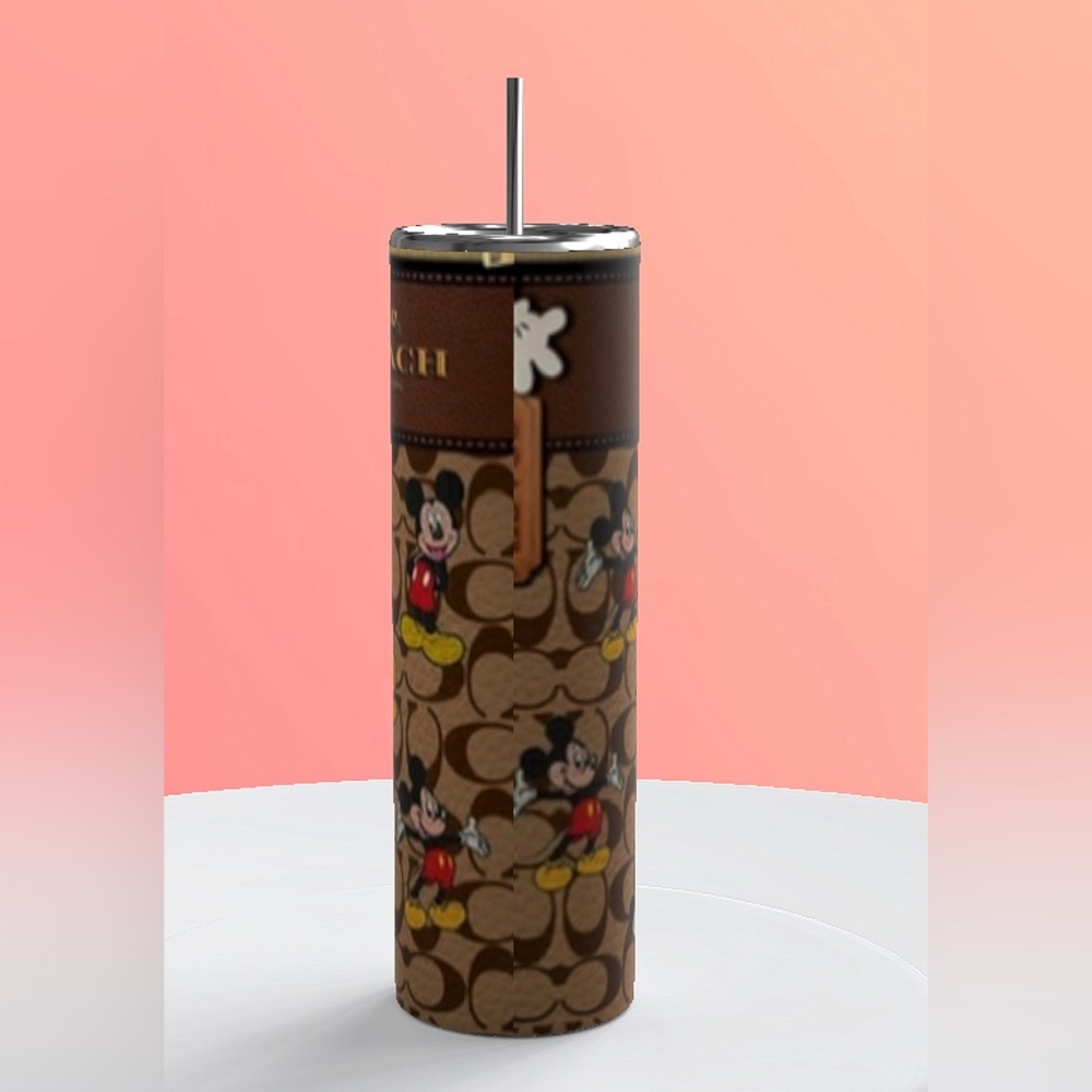 Brown  with Mickey 20 oz stainless steel tumbler gift ready NWT - Picture 3 of 3